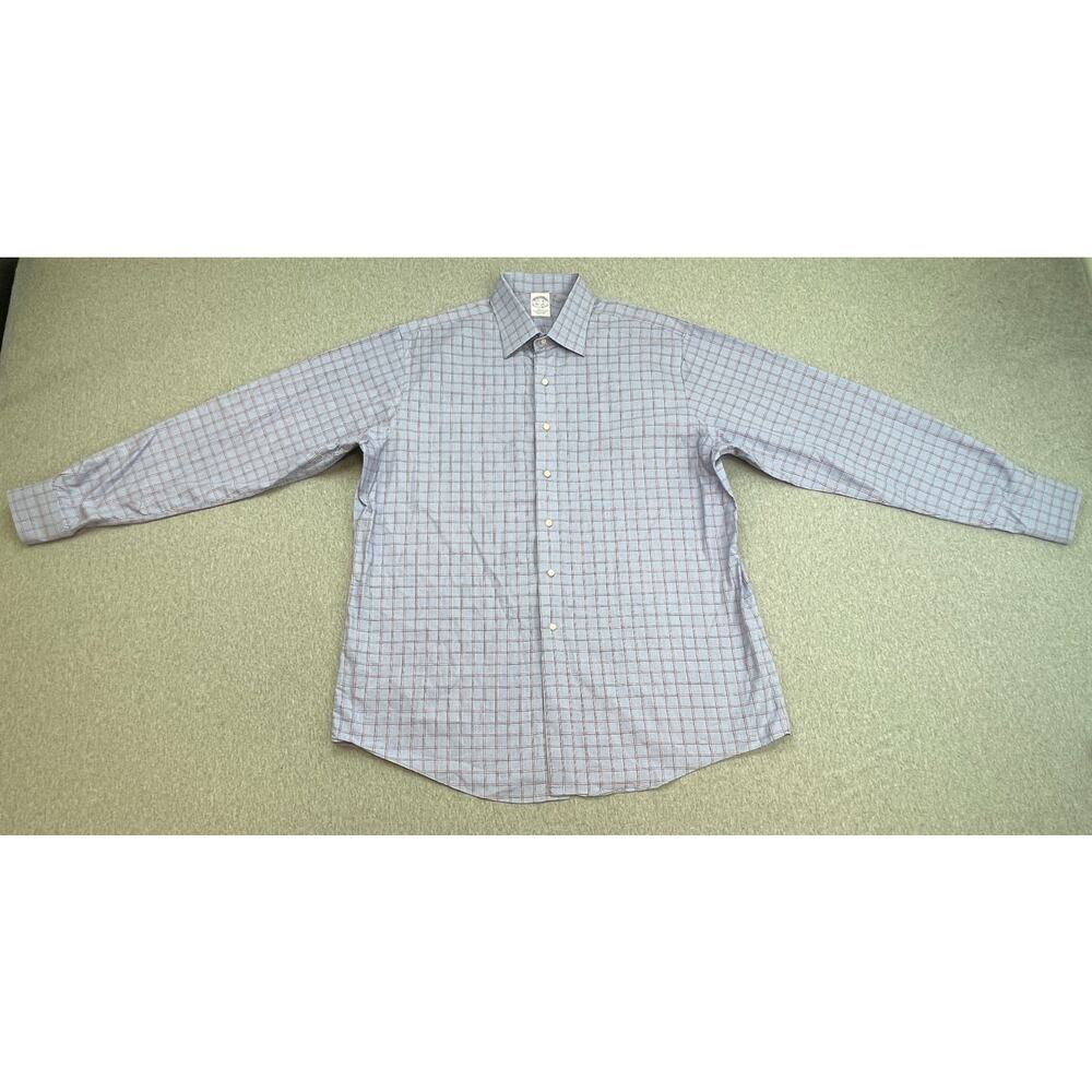 Brooks Brothers Shirt Men 17.5 -38 Plaid 100% Cotton Slim Fit Button Up Made USA - Picture 2 of 8